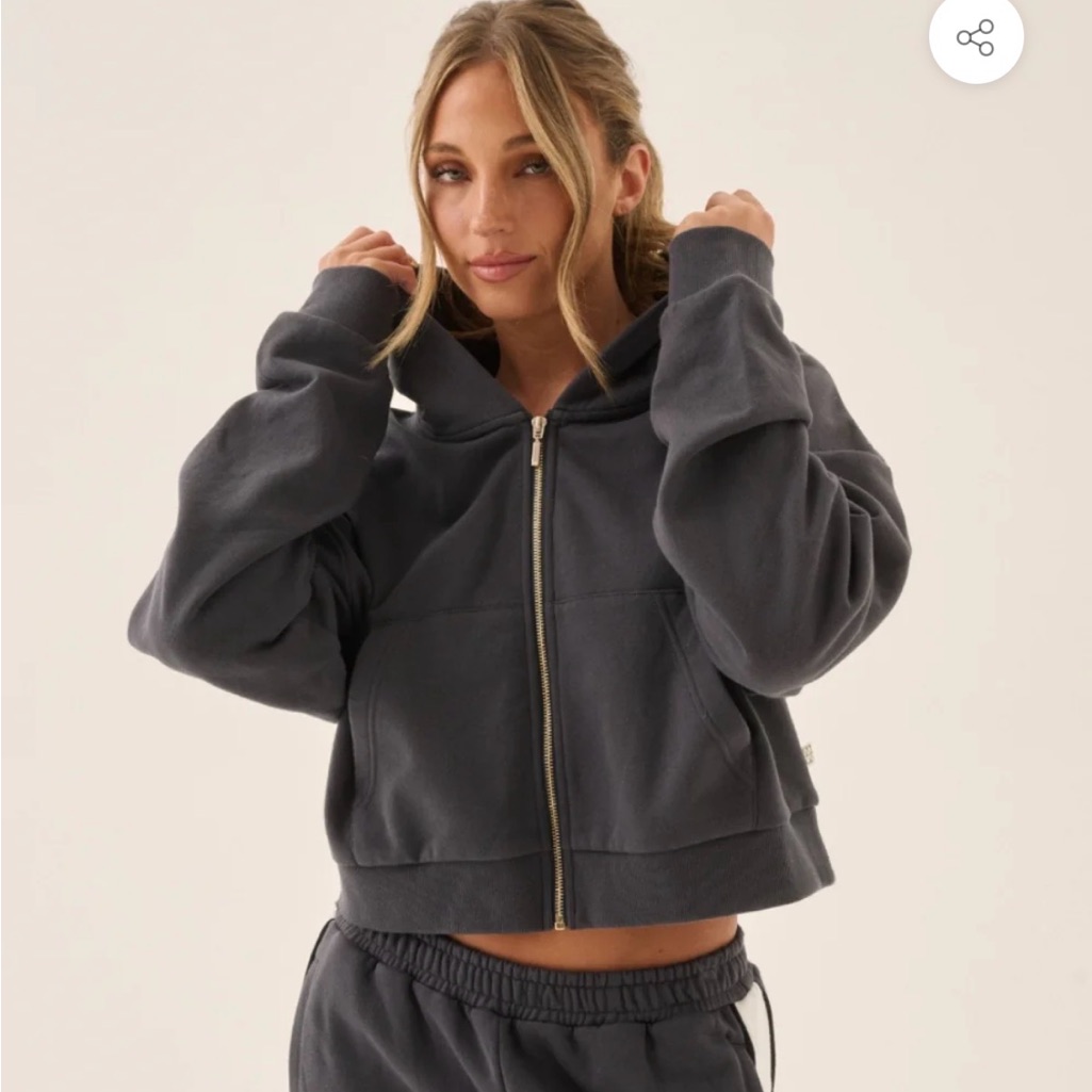 Araminta James Zip Hoodie In Washed Charcoal Nwt In Original Packaging